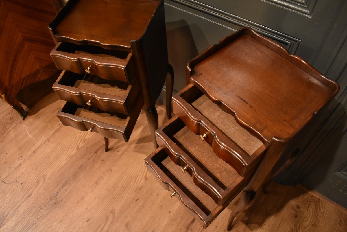 Pair Of Small Louis XV Style Bedside Tables-photo-3