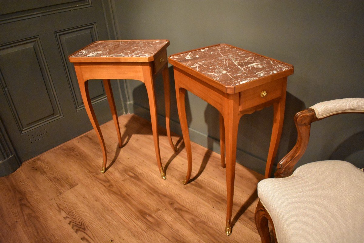 Paire De Petites Tables d'Appoint Ou Chevets De Style Louis XV-photo-8