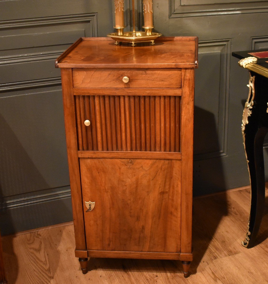 Directoire Style Walnut Bedside Table-photo-2