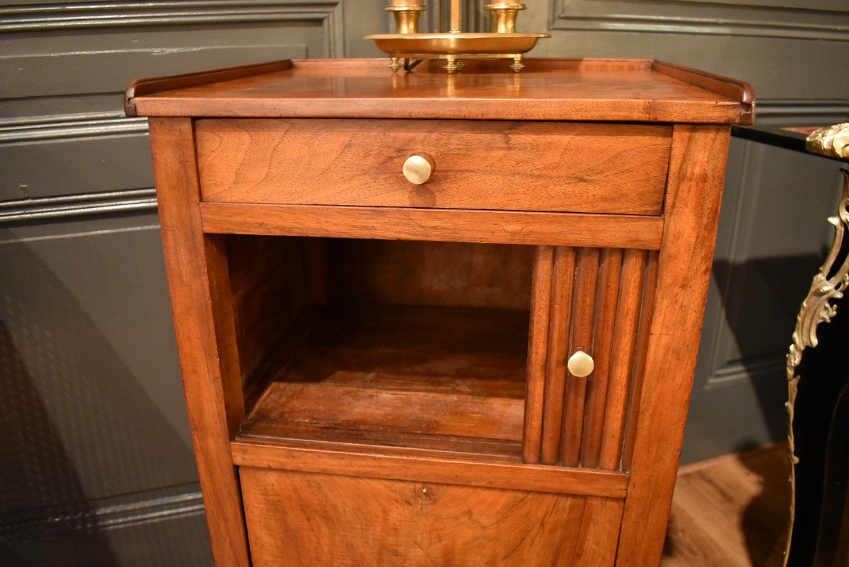 Directoire Style Walnut Bedside Table-photo-1