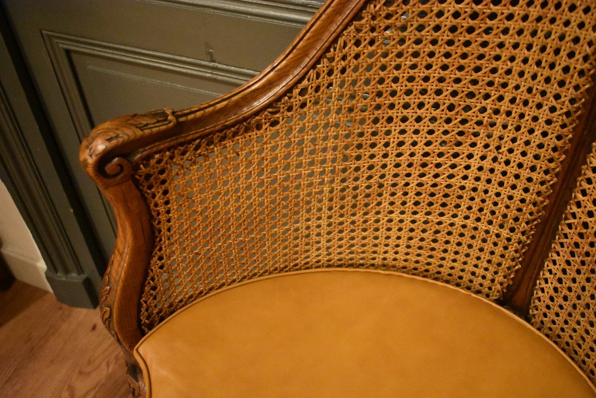 Louis XV Style Cane Office Armchair-photo-1