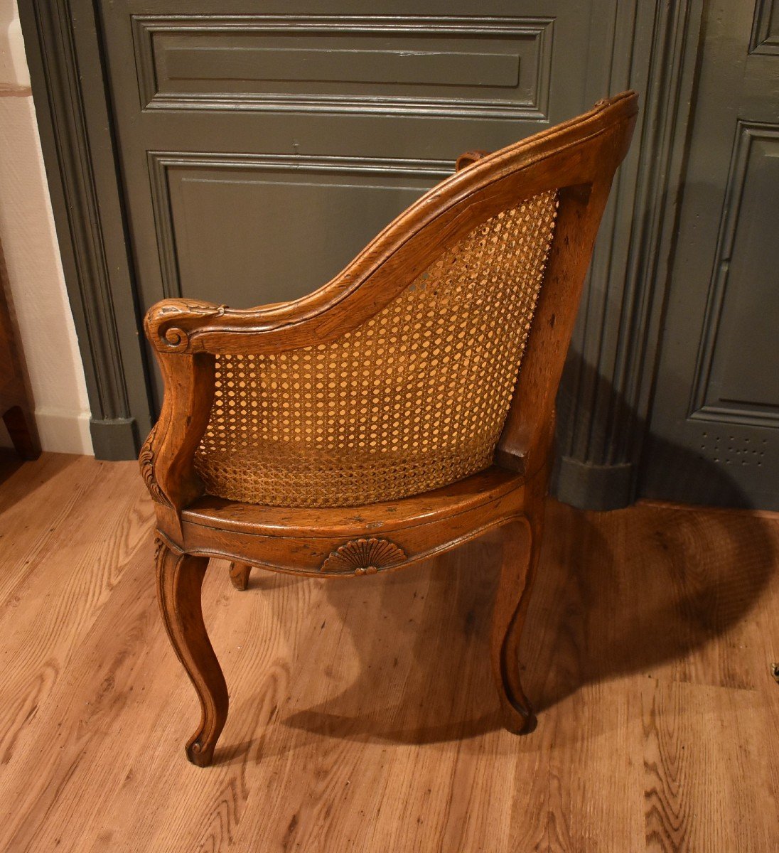 Louis XV Style Cane Office Armchair-photo-4