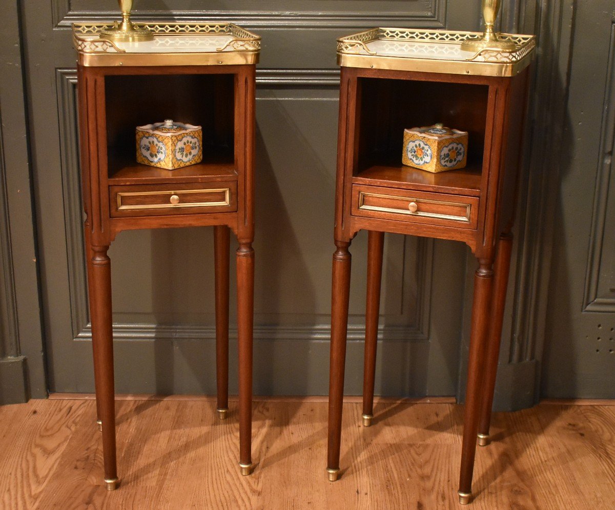 Pair Of Small Louis XVI Style Bedside Tables-photo-2