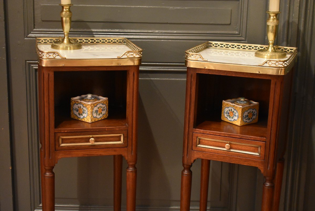 Pair Of Small Louis XVI Style Bedside Tables-photo-3