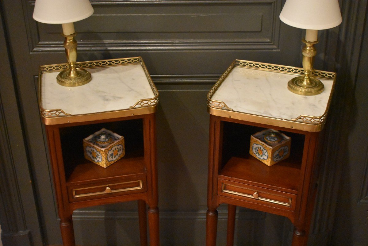 Pair Of Small Louis XVI Style Bedside Tables-photo-1