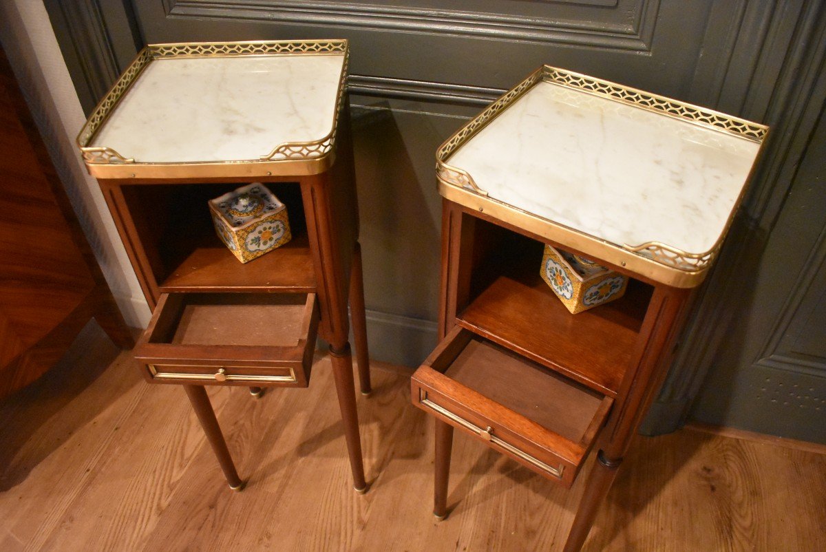 Pair Of Small Louis XVI Style Bedside Tables-photo-4