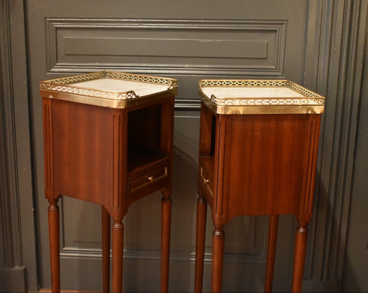 Pair Of Small Louis XVI Style Bedside Tables-photo-6