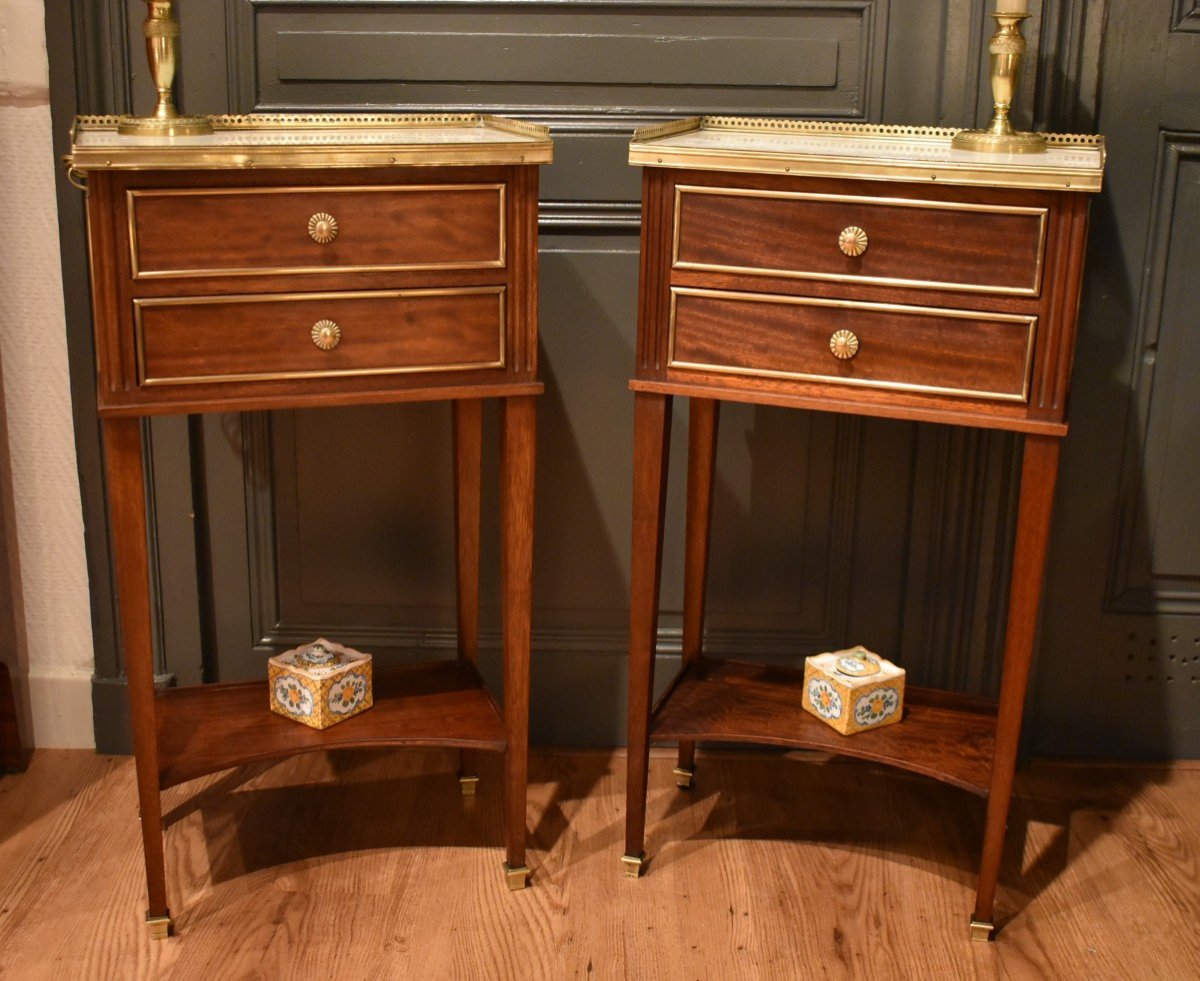 Pair Of Louis XVI Style Bedside Tables-photo-2