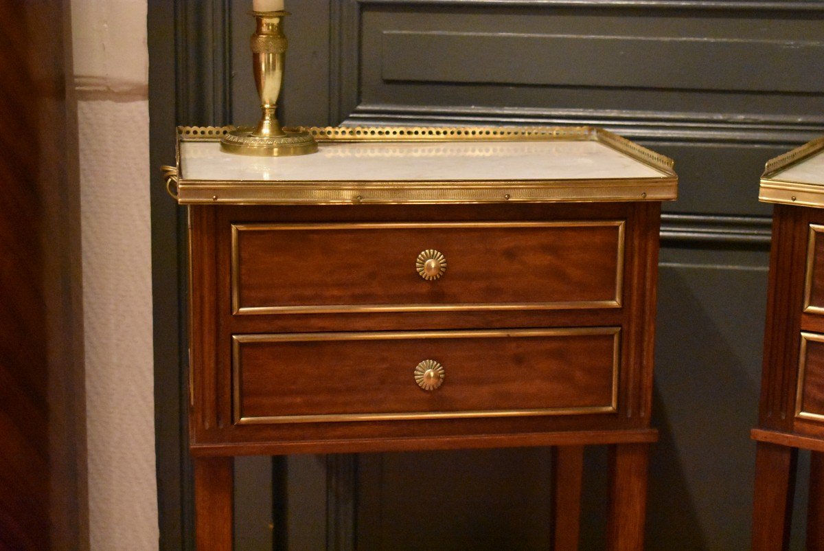 Pair Of Louis XVI Style Bedside Tables-photo-4