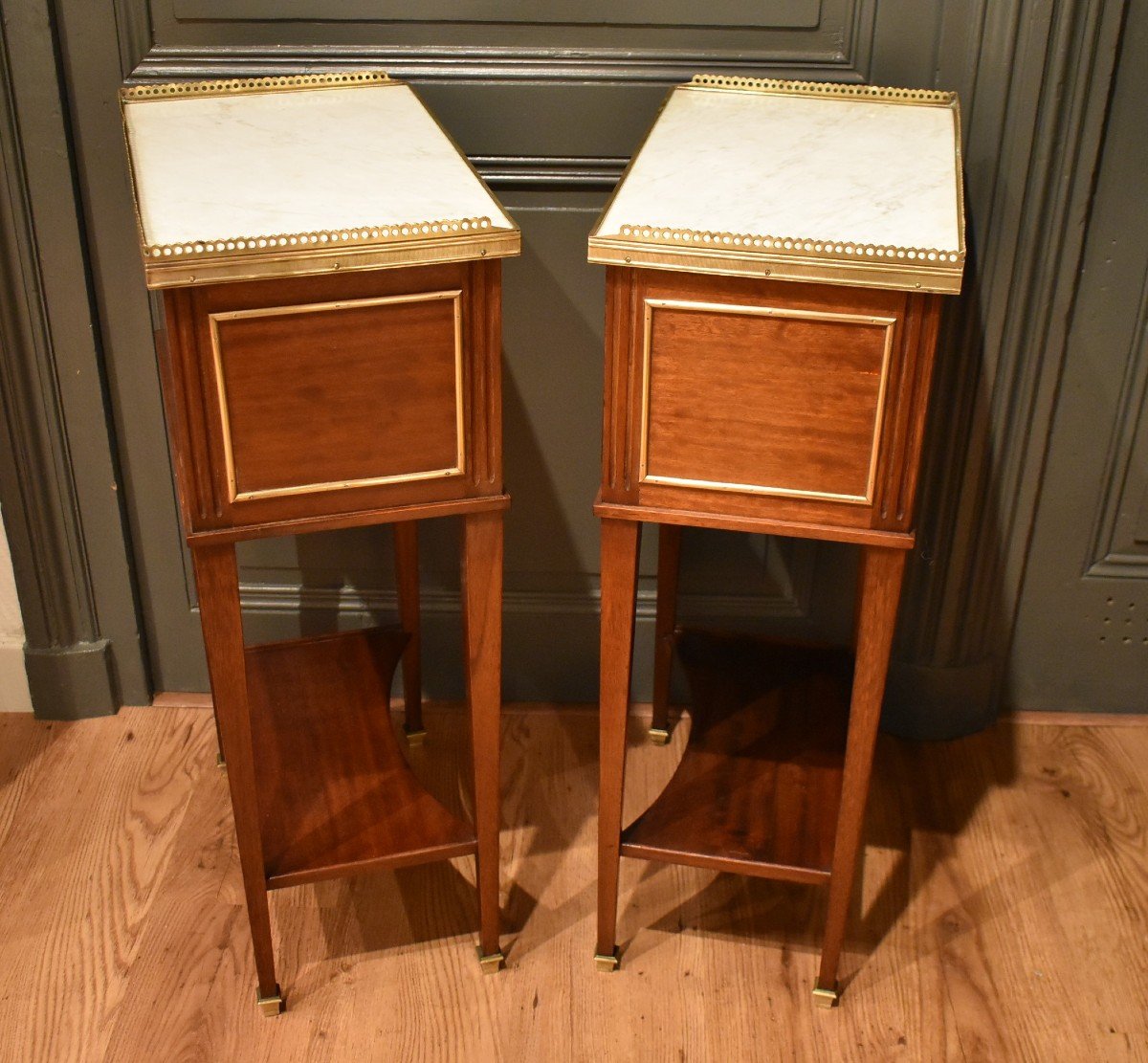 Pair Of Louis XVI Style Bedside Tables-photo-5