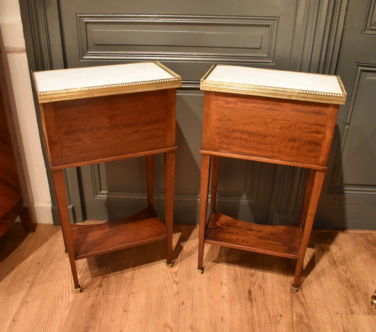 Pair Of Louis XVI Style Bedside Tables-photo-7