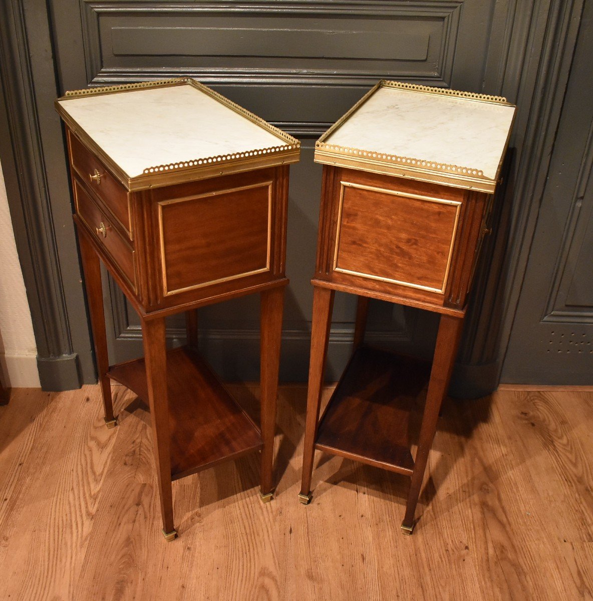 Pair Of Louis XVI Style Bedside Tables-photo-8