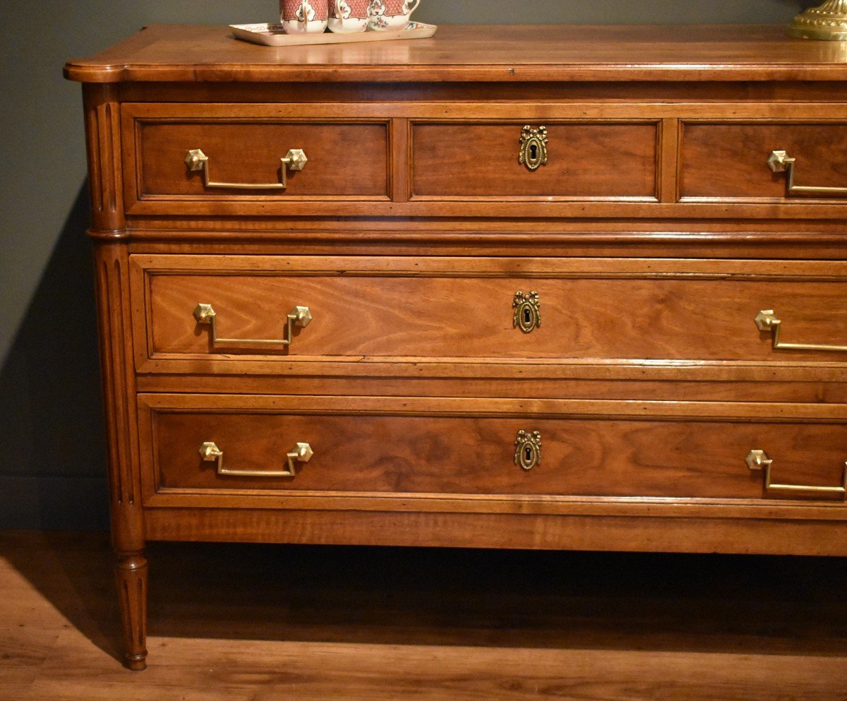 Louis XVI Style Chest Of Drawers In Walnut-photo-4