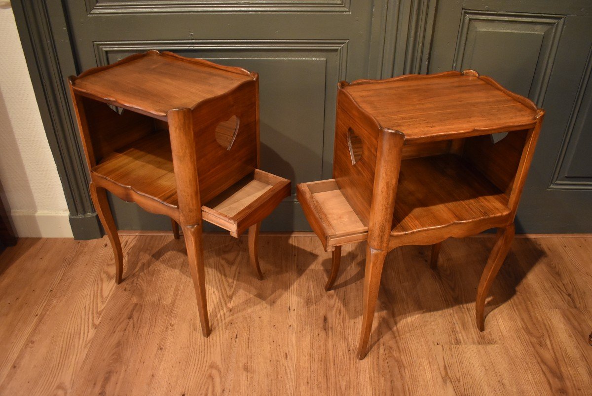 Pair Of Louis XV Style Walnut Bedside Tables-photo-5