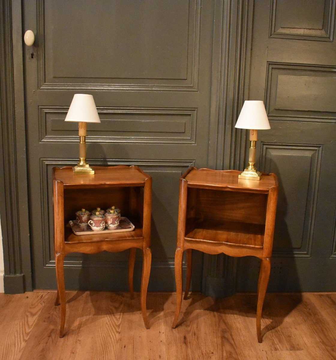 Pair Of Louis XV Style Walnut Bedside Tables