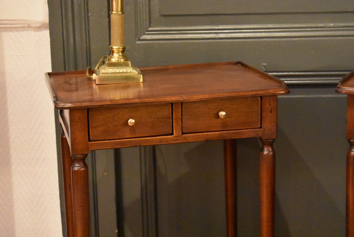 Pair Of Cherry Wood Bedside Tables-photo-3