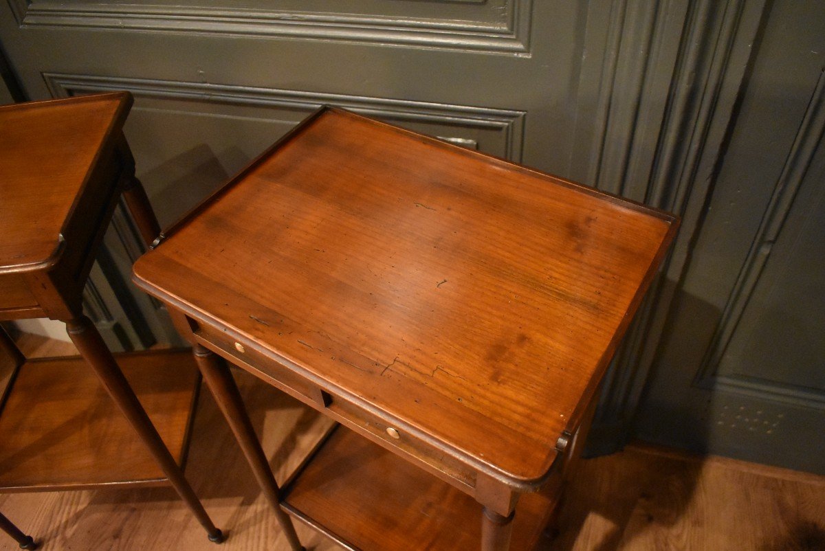 Pair Of Cherry Wood Bedside Tables-photo-2