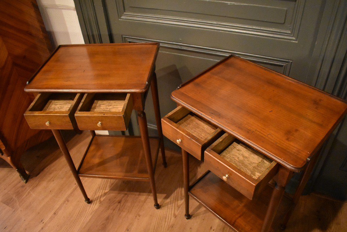 Pair Of Cherry Wood Bedside Tables-photo-4