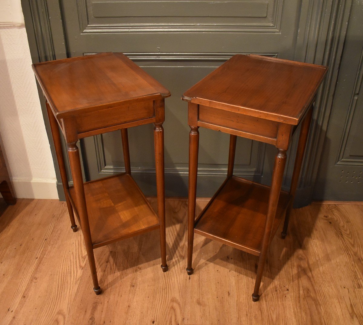 Pair Of Cherry Wood Bedside Tables-photo-5