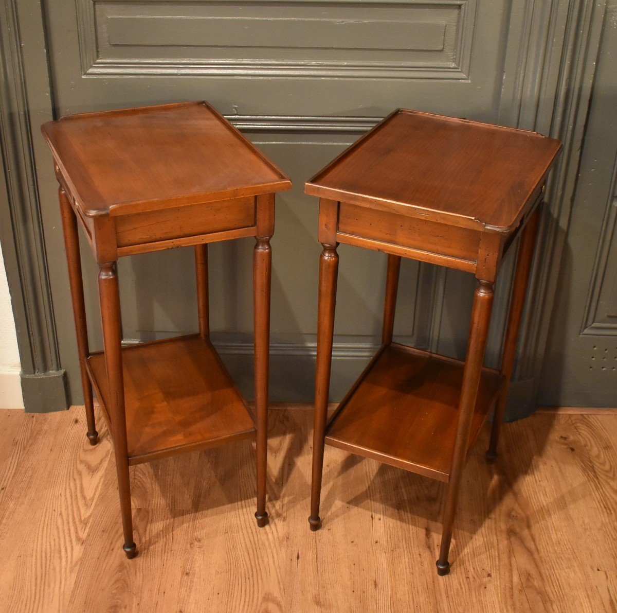 Pair Of Cherry Wood Bedside Tables-photo-7