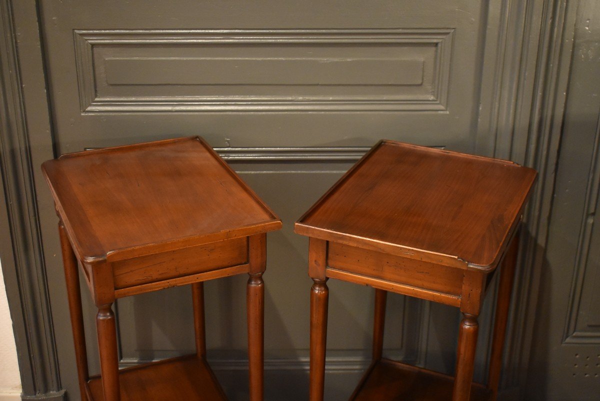 Pair Of Cherry Wood Bedside Tables-photo-8