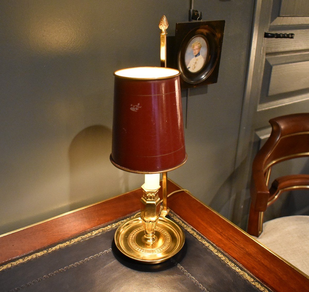 Lampe Bougeoir Avec Abat Jour En Tôle Peinte Rouge 