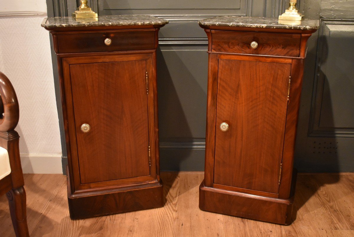 Two Louis Philippe Mahogany Bedside Tables-photo-2