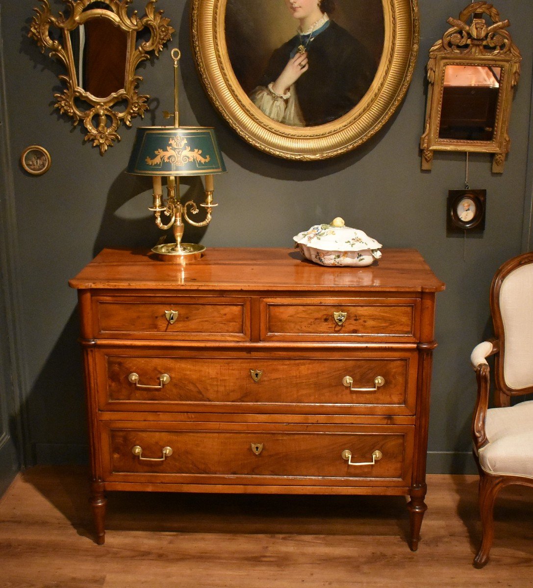 Louis XVI Style Chest Of Drawers In Walnut-photo-2