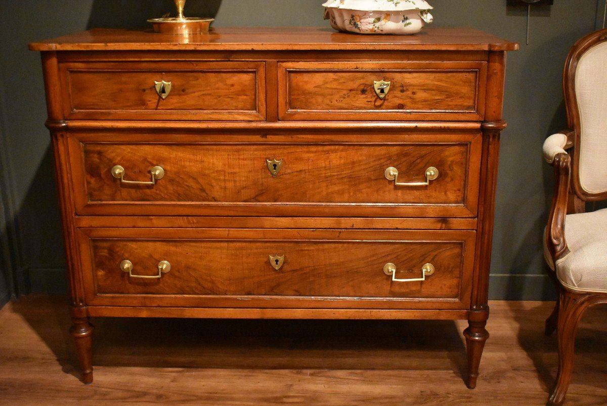 Louis XVI Style Chest Of Drawers In Walnut-photo-3