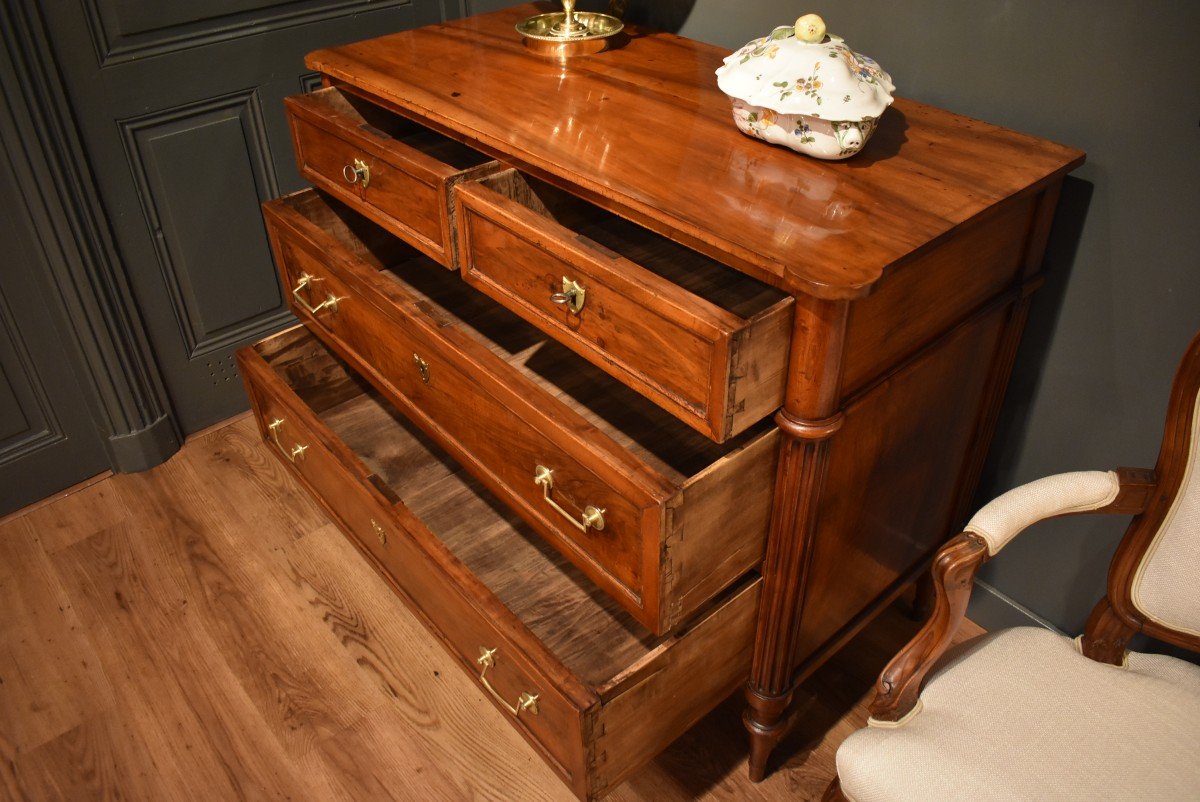 Louis XVI Style Chest Of Drawers In Walnut-photo-2