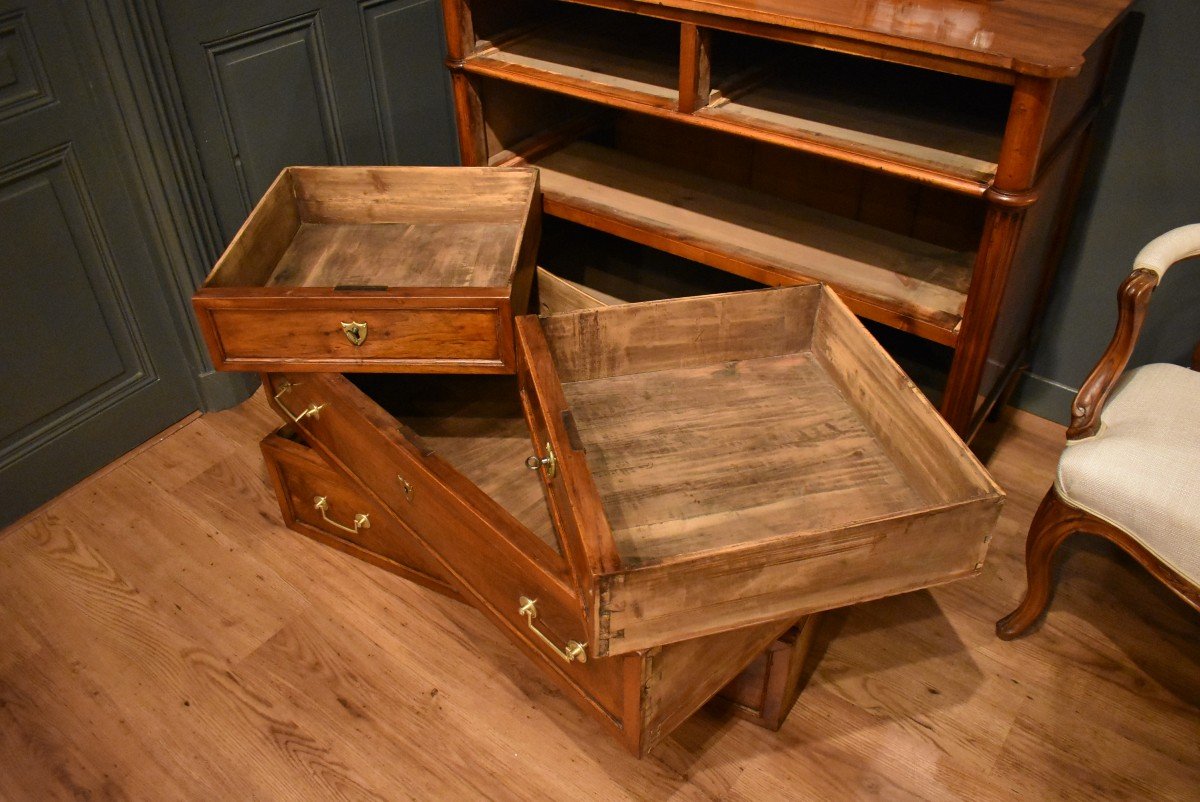 Louis XVI Style Chest Of Drawers In Walnut-photo-3