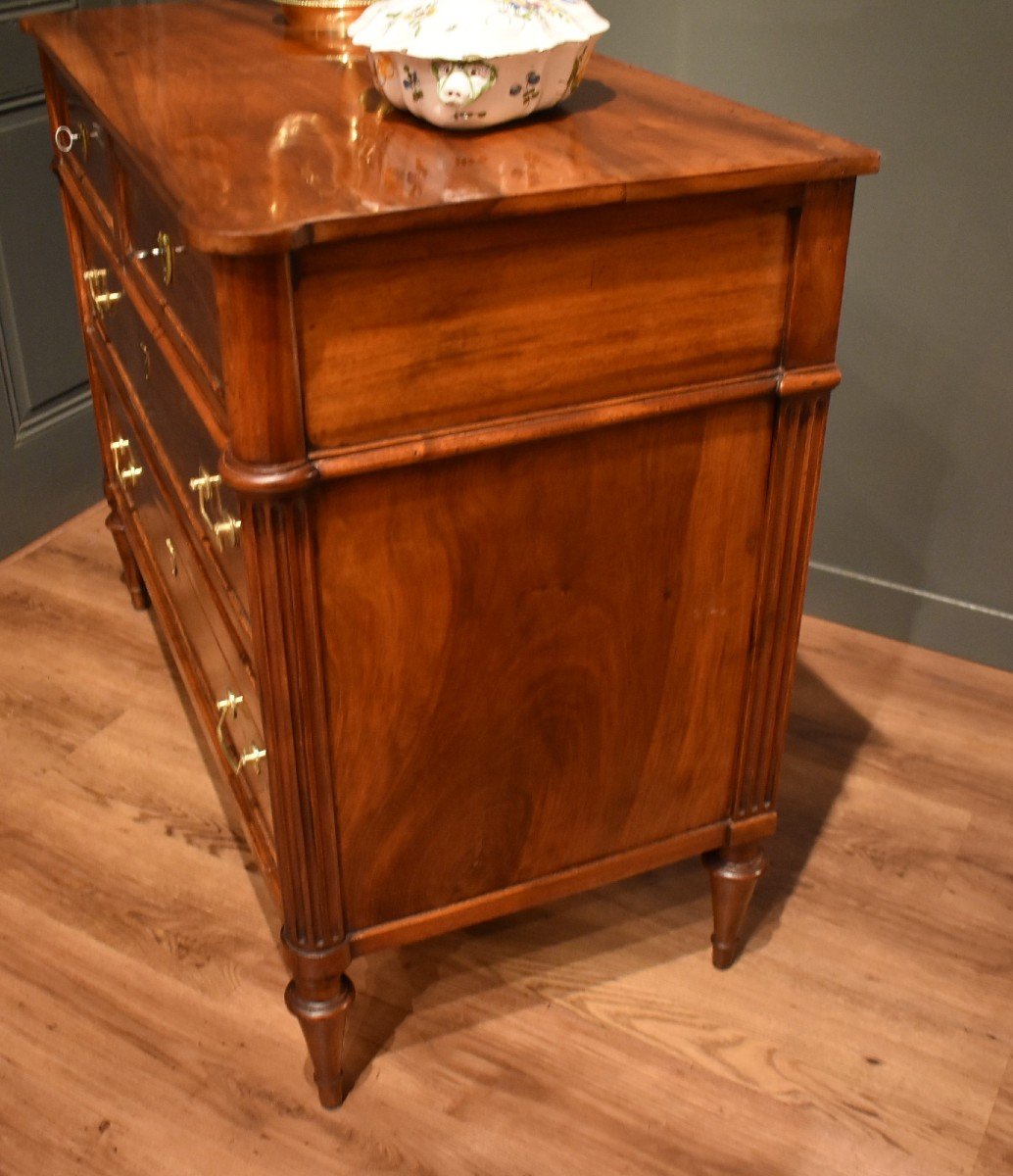 Louis XVI Style Chest Of Drawers In Walnut-photo-5