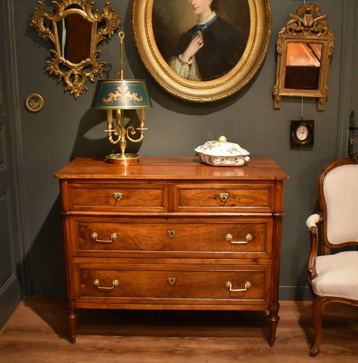 Louis XVI Style Chest Of Drawers In Walnut