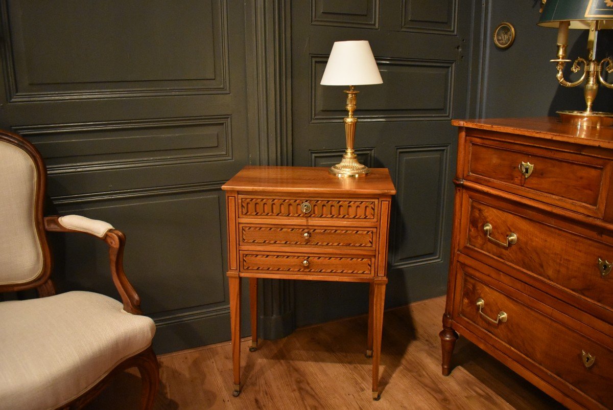 Walnut And Marquetry Chiffonnière Table