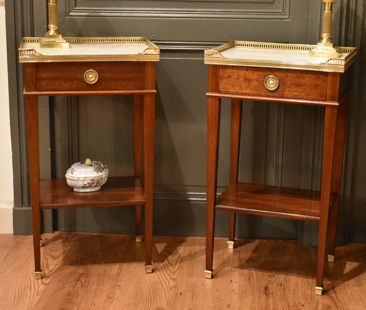 Pair Of Louis XVI Style Bedside Tables-photo-2