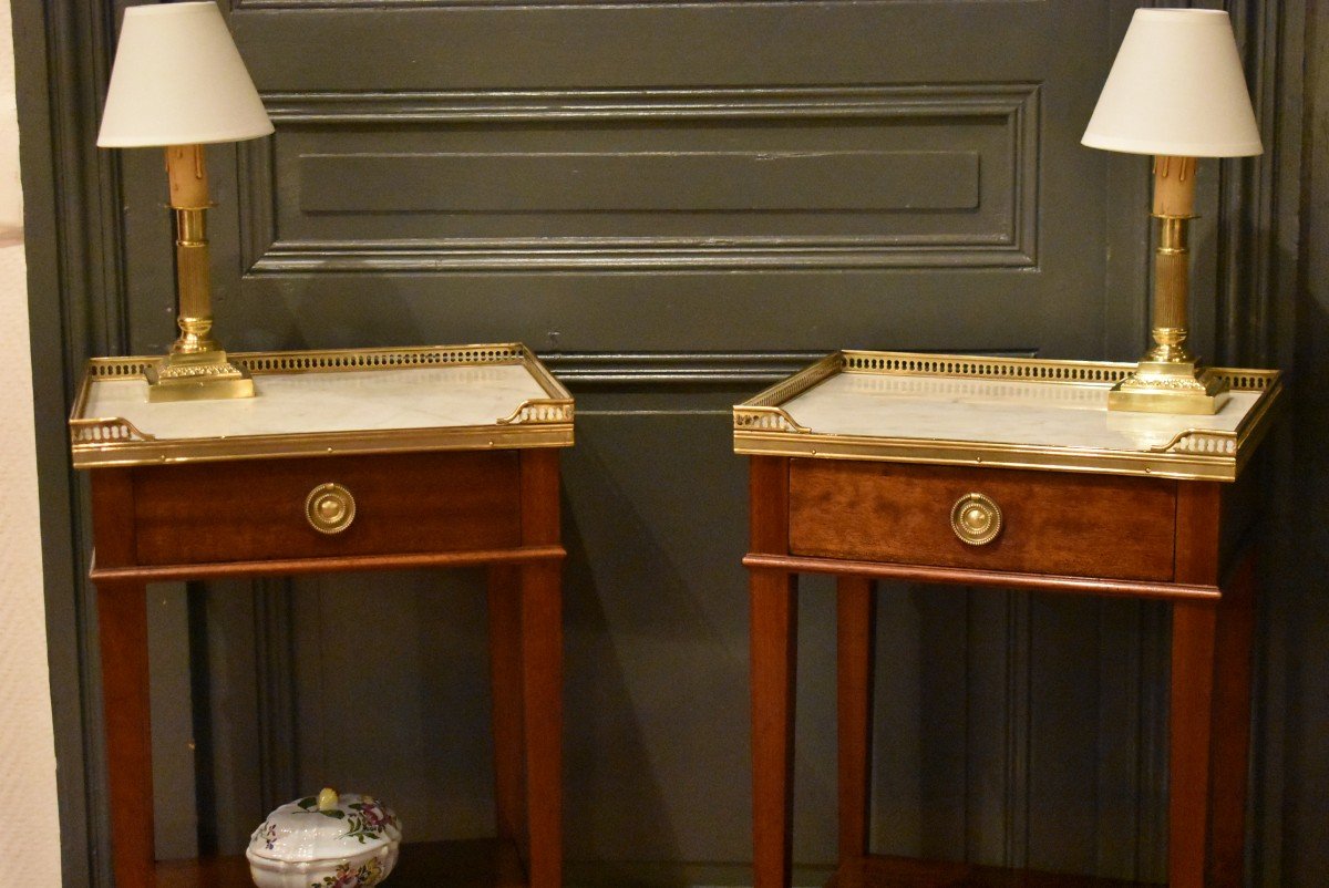 Pair Of Louis XVI Style Bedside Tables-photo-1