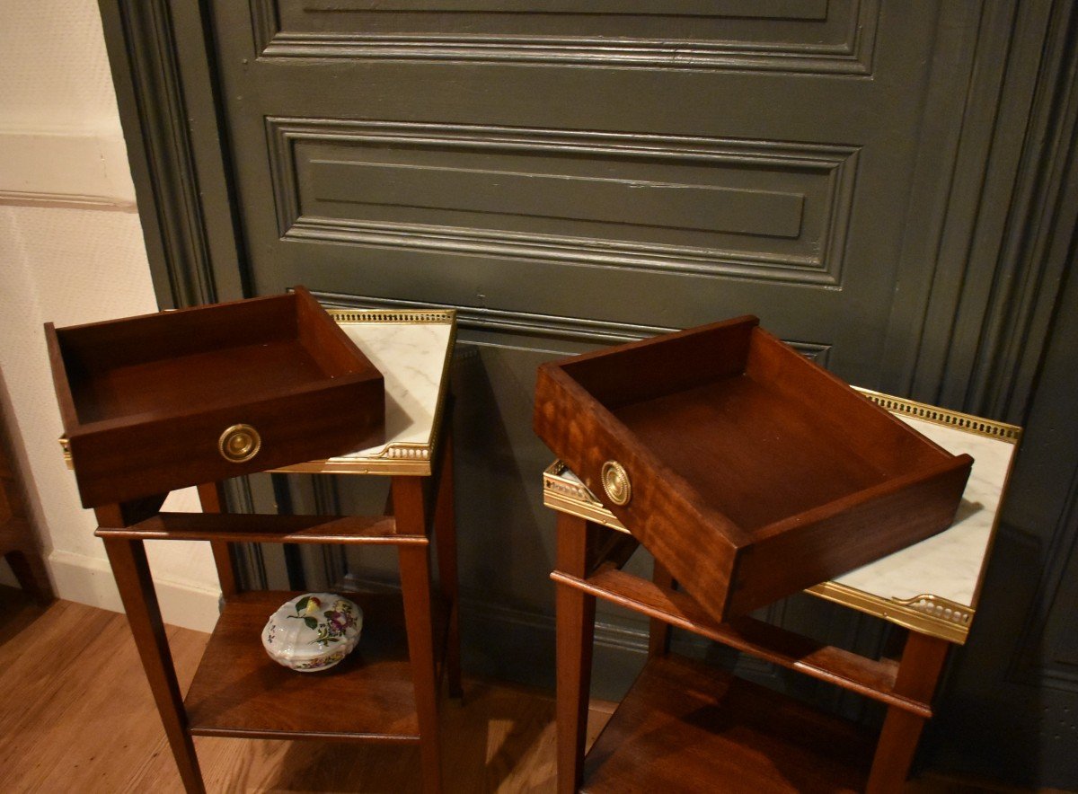 Pair Of Louis XVI Style Bedside Tables-photo-5