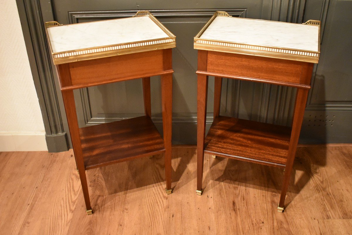 Pair Of Louis XVI Style Bedside Tables-photo-7