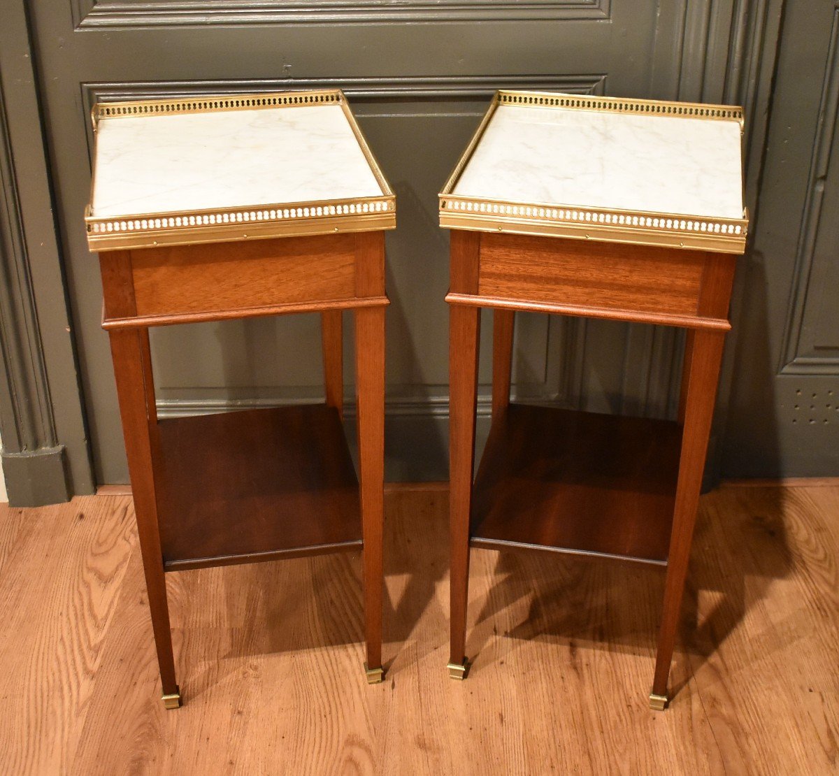 Pair Of Louis XVI Style Bedside Tables-photo-8