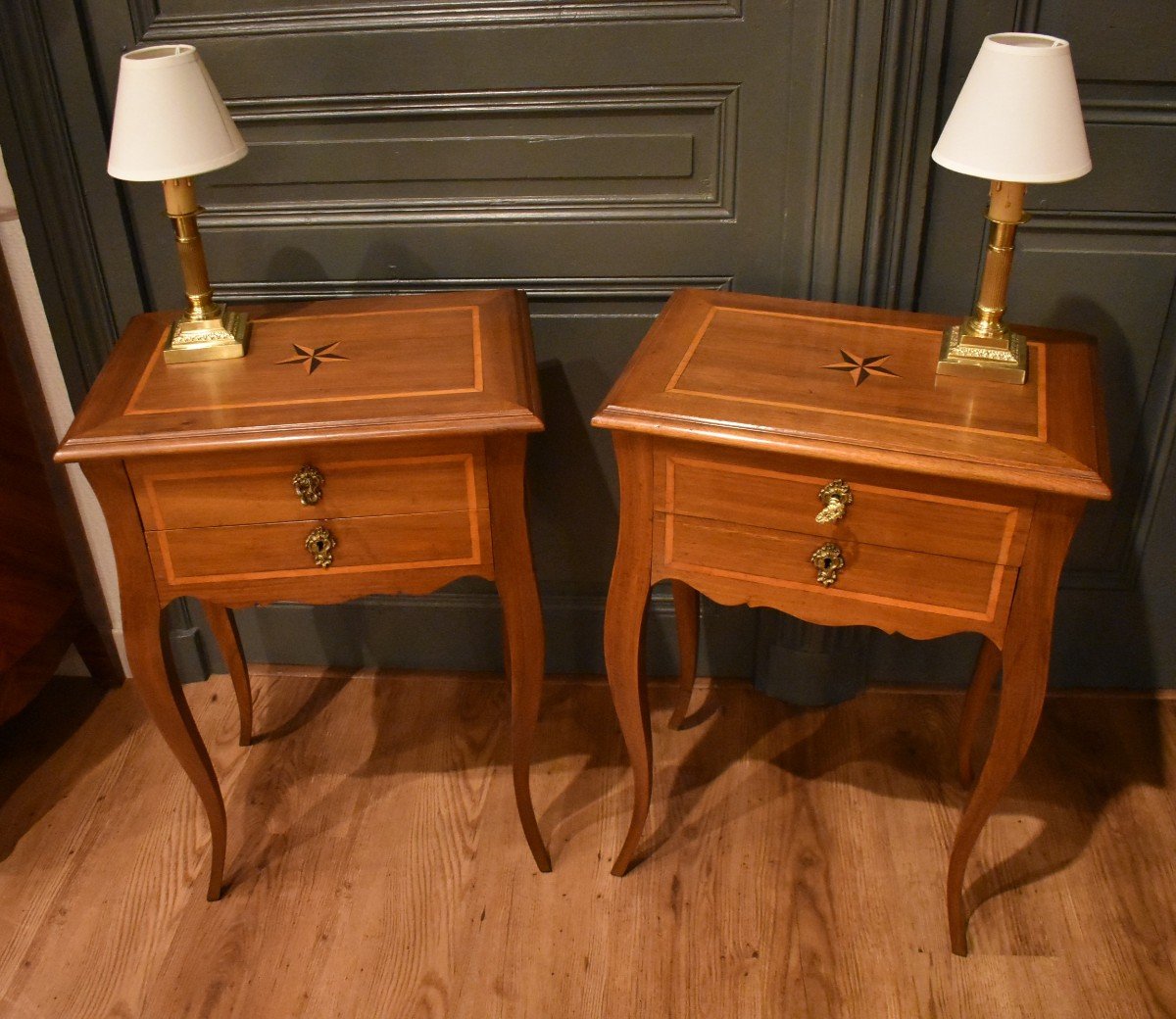 Pair Of Walnut Bedside Tables-photo-2