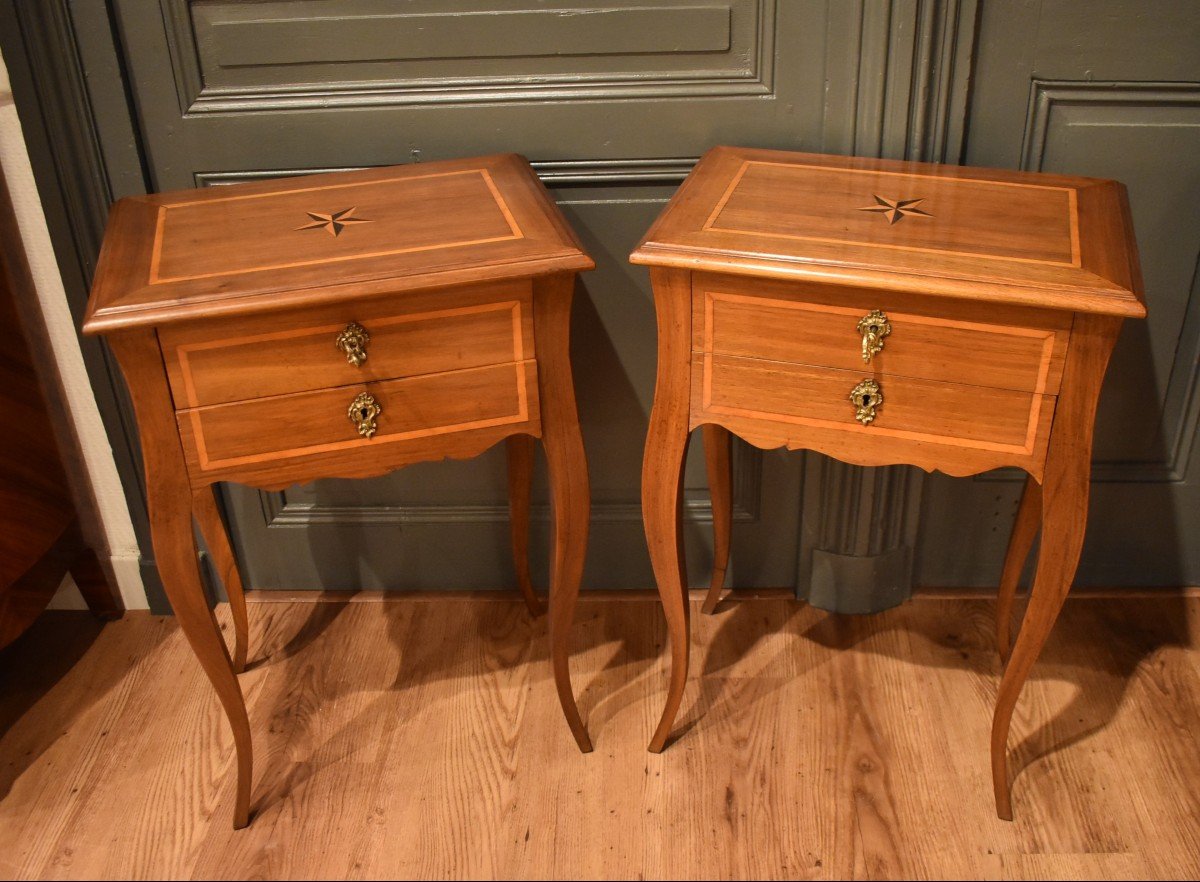 Pair Of Walnut Bedside Tables-photo-3