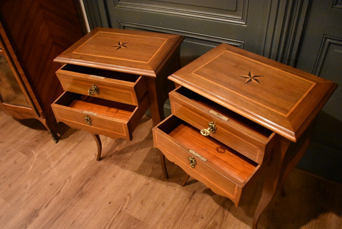 Pair Of Walnut Bedside Tables-photo-2