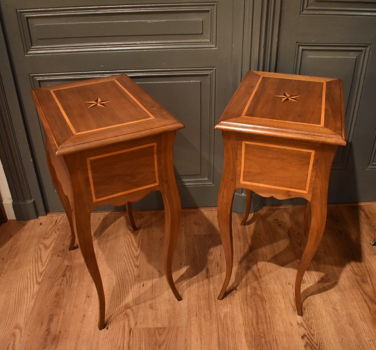 Pair Of Walnut Bedside Tables-photo-3