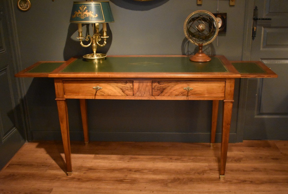 Bureau Plat De Style Louis XVI En Noyer-photo-2