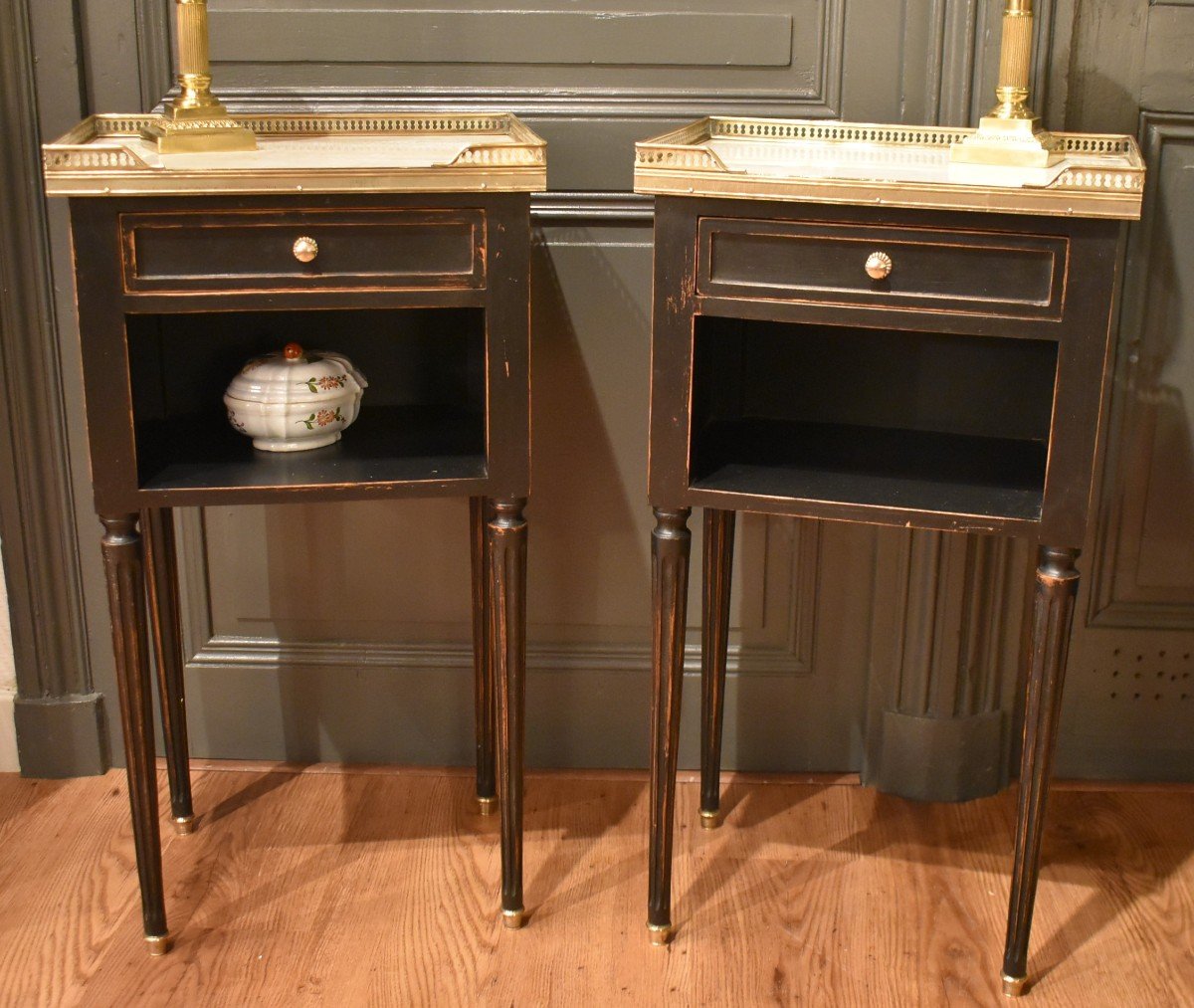 Pair Of Louis XVI Style Bedside Tables-photo-2