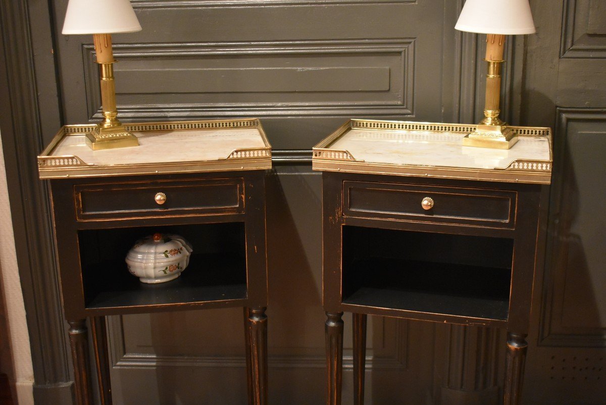 Pair Of Louis XVI Style Bedside Tables-photo-3