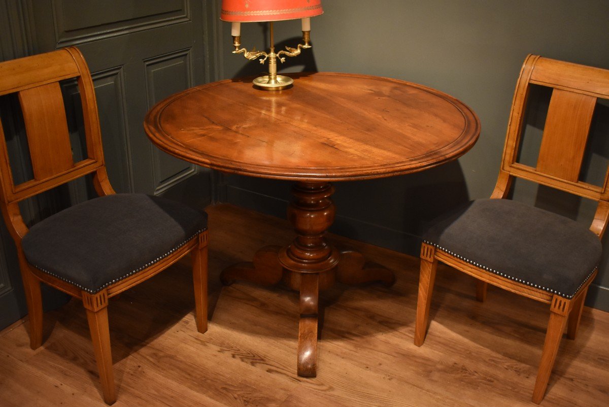 Round Walnut Side Table -photo-2