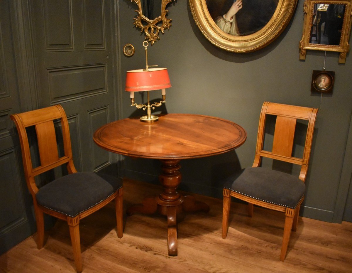 Round Walnut Side Table 