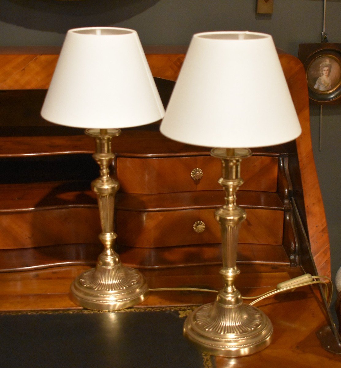 Paire De Lampes En Bronze-photo-3