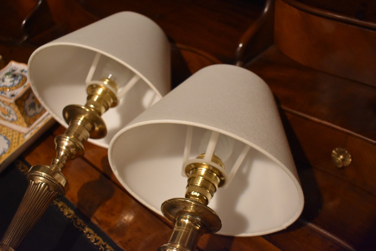 Paire De Lampes En Bronze-photo-7